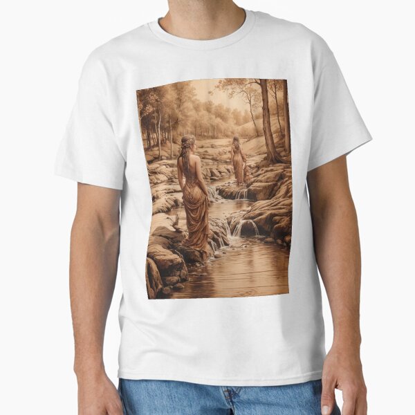 Item preview, 001 Pyrography Wood-burned, Beautiful Women Bathing in a Stream designed and sold by Alexis Art Collection.