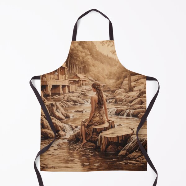 Item preview, 002 Pyrography Wood-burned, Beautiful Women Bathing in a Stream designed and sold by Alexis Art Collection.