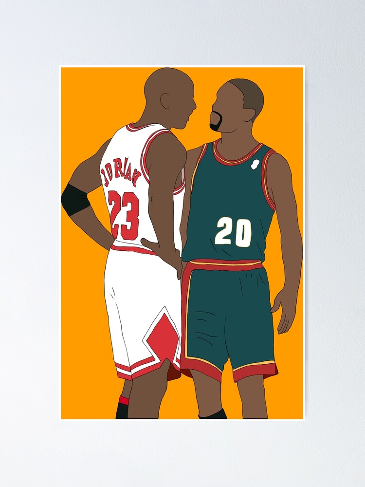 Gary Payton And Michael Jordan Poster By Rattraptees Redbubble