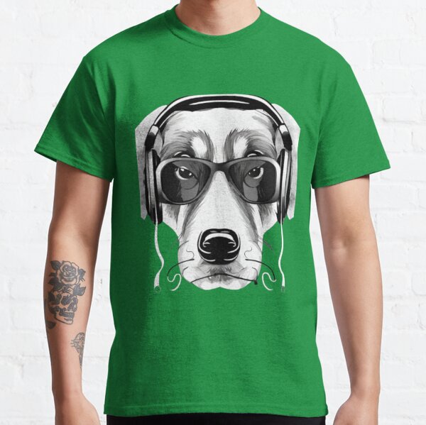 Dog Wearing Headphones T-Shirts for Sale