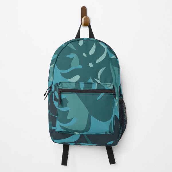 Item preview, Monstera leaves on a petrol green background designed and sold by EMJAYHeiss.