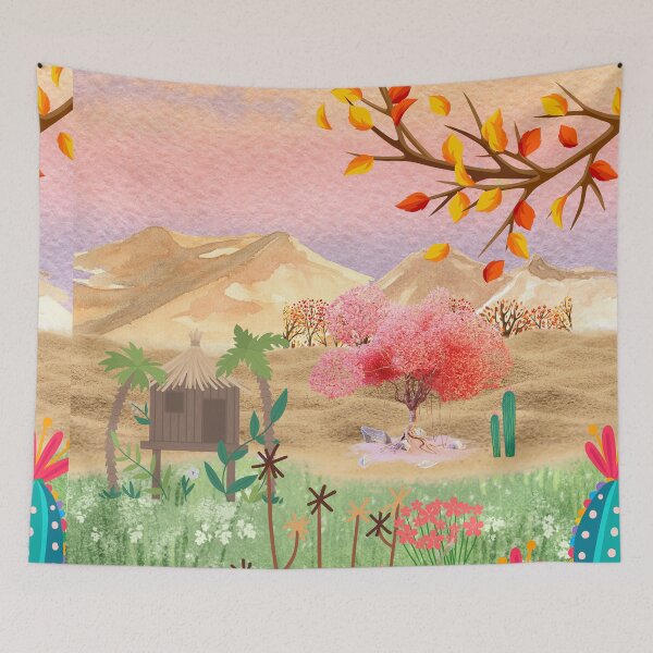 Item preview, Welcome To The Land Of beautiful aesthetic hills with red flower meadows  designed and sold by Oorviart.