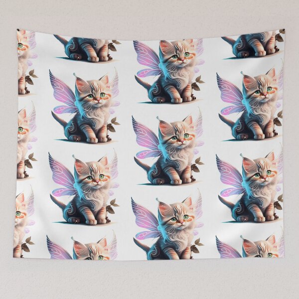 Item preview, Fantasy fairytale cat with wings designed and sold by EdeniaArtStudio.