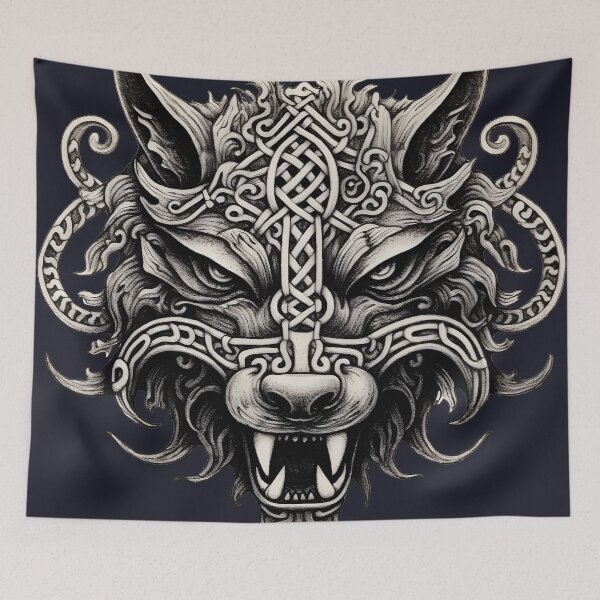 Item preview, Fenrir, silver wolf, viking motif, for dad, dad, for the husband, happy dads day designed and sold by PRYMULLART.