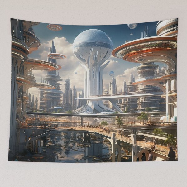 Item preview, future city with modern building coming soon designed and sold by supersanko.