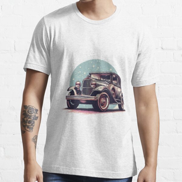 Car Fanatic Orange Vintage Car Front Men's Natural Graphic Tee-Large