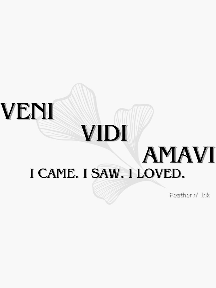 Veni Vidi Amavi I came. I saw. I loved. Version 2 Sticker for Sale by  Feather n' Ink