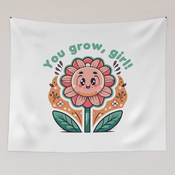 Item preview, Cute Kawaii Funny "You Grow, Girl!" Flower designed and sold by wingstar.
