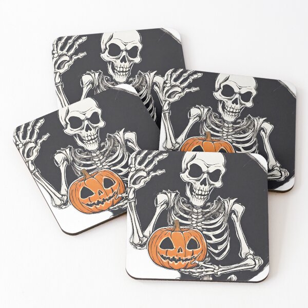 Item preview, Scary skeleton with a pumpkin in his hands. designed and sold by mariolasworld.