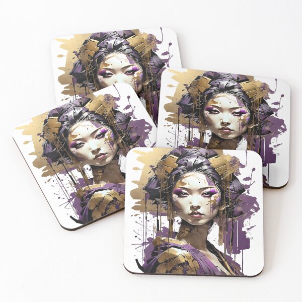 Item preview, Purple Geisha with gold ornaments designed and sold by PrintSoulDesign.