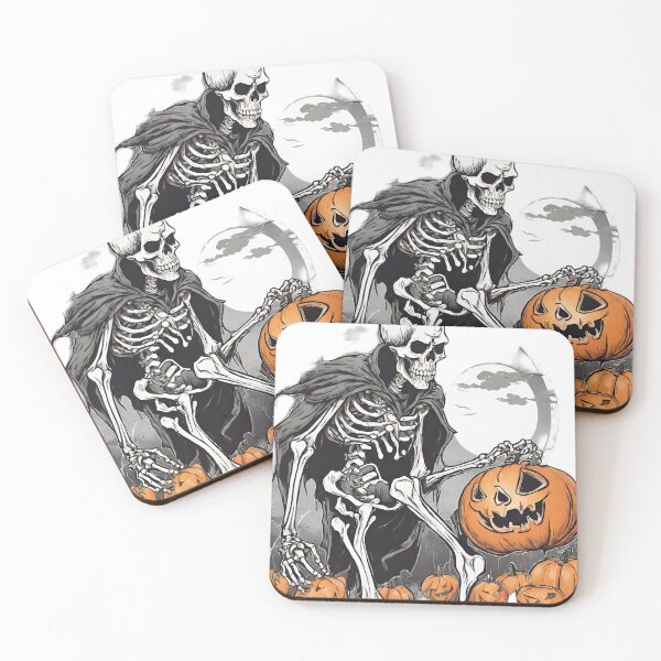 Item preview, Scary skeleton with a pumpkin in his hands. designed and sold by mariolasworld.