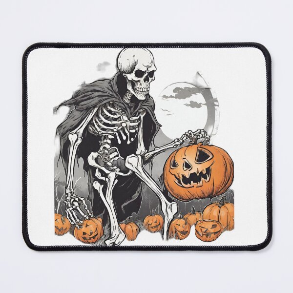 Item preview, Scary skeleton with a pumpkin in his hands. designed and sold by mariolasworld.
