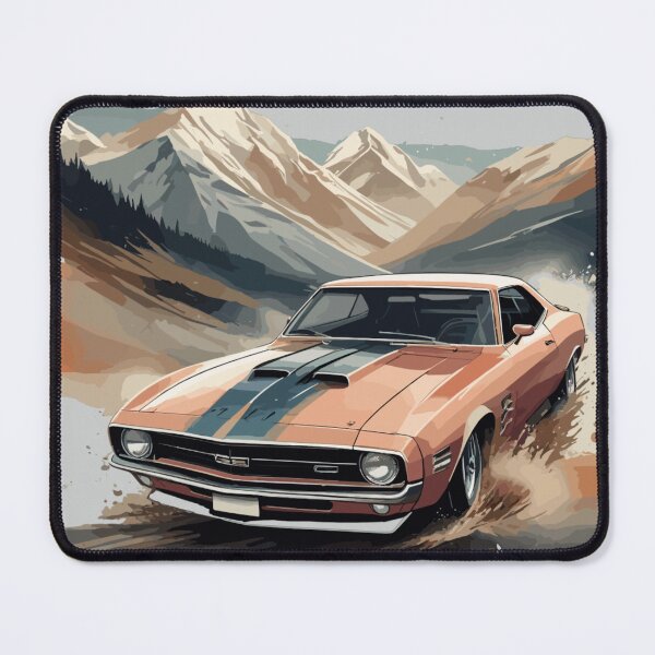 Item preview, Vintage Muscle Car Drifting in Alpine Scenery: Speed and Power Art designed and sold by MindfulVisionz.