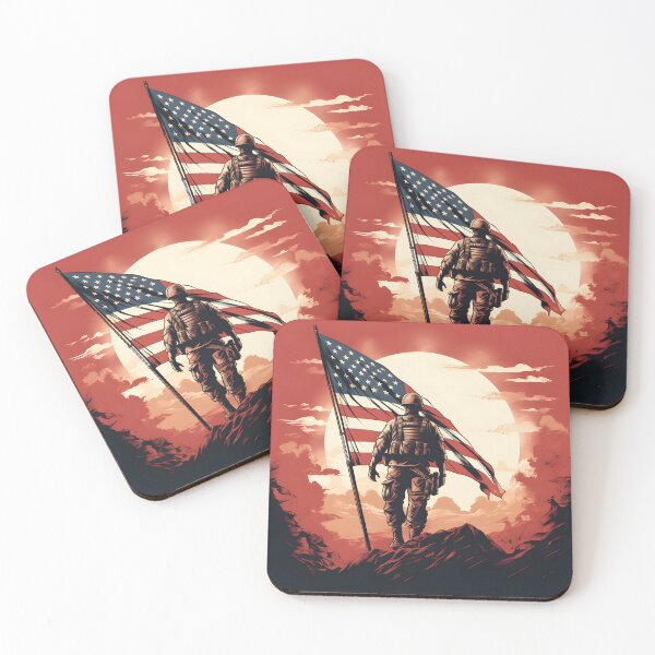 Item preview, American Soldier Saluting on Mountain designed and sold by inkArtistryfine.