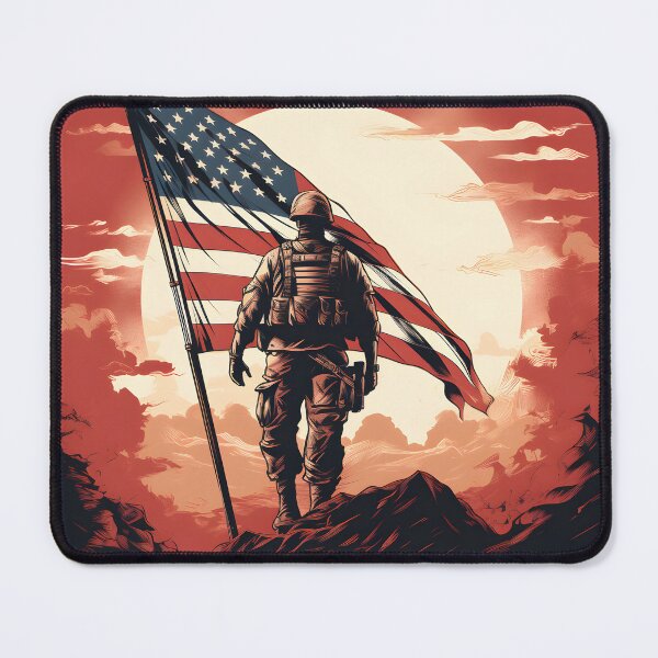 Item preview, American Soldier Saluting on Mountain designed and sold by inkArtistryfine.