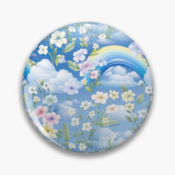 Aperçu de l'œuvre Arc-en-ciel bleu et jaune avec de belles fleurs créée et vendue par DancingBuddha.