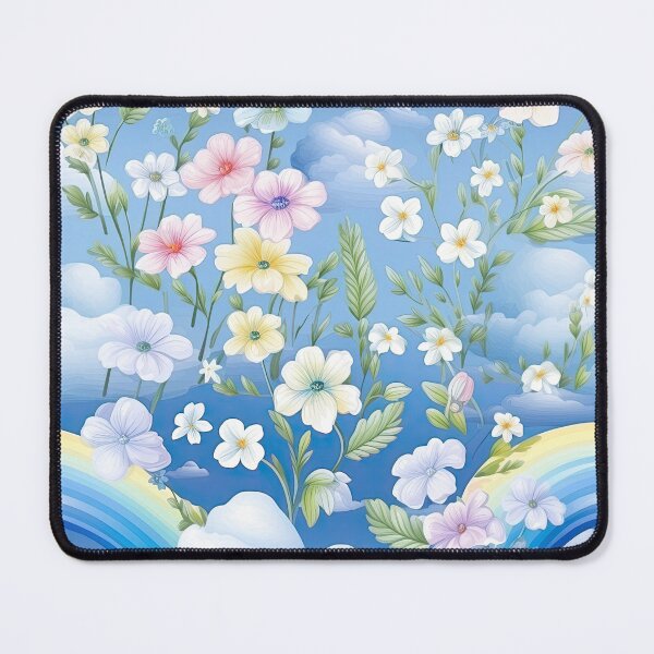 Item preview, Blue and Yellow Rainbow with Beautiful Flowers designed and sold by DancingBuddha.