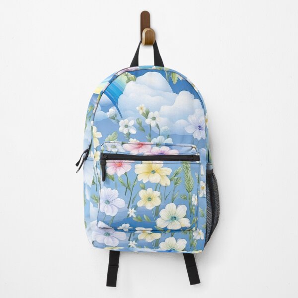 Item preview, Blue and Yellow Rainbow with Beautiful Flowers designed and sold by DancingBuddha.