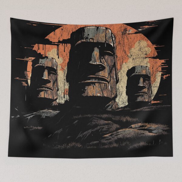 Item preview, The Moai Statues - Distressed Vintage Street Art Landmarks designed and sold by GVRDesign.