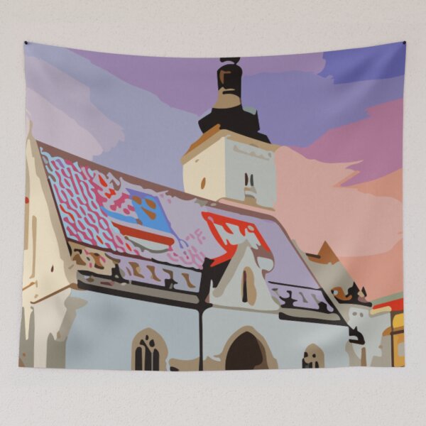 Artikelvorschau, A Pop Art Travel Print of Zagreb - Croatia entworfen und verkauft von StudioRedKoala.