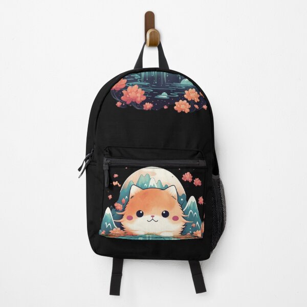 Item preview, Kawaii Cat on Enchanting Mountainscape designed and sold by minjagoods.