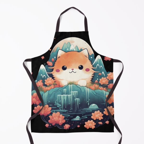 Item preview, Kawaii Cat on Enchanting Mountainscape designed and sold by minjagoods.