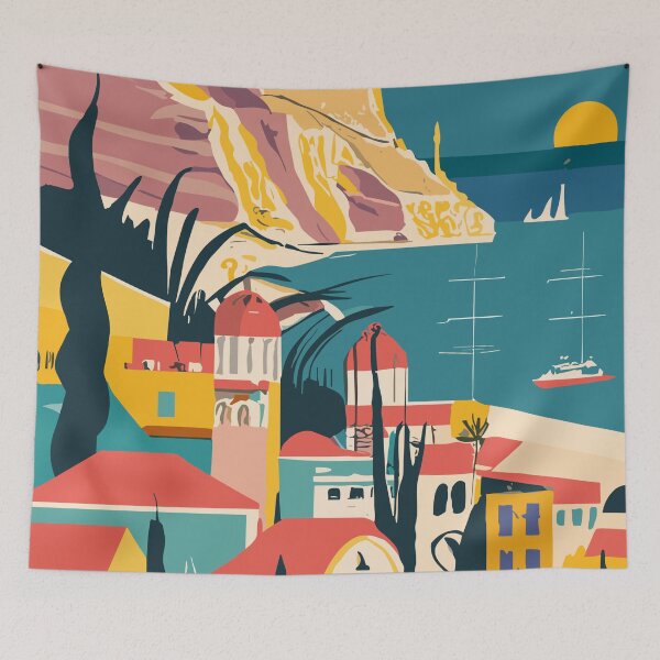 Item preview, A Vintage Travel Art of Rhodes - Greece  designed and sold by GoodOldVintage.