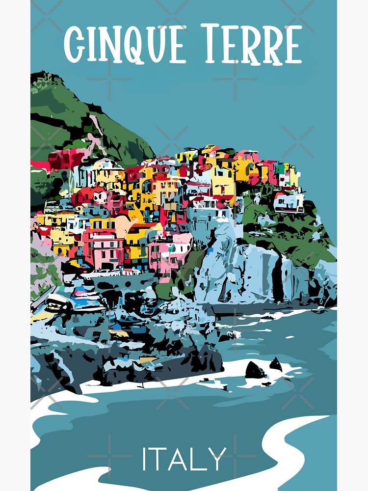 Thumbnail 3 of 3, Sticker, A Vintage Travel Art of Cinque Terre - Italy designed and sold by GoodOldVintage.