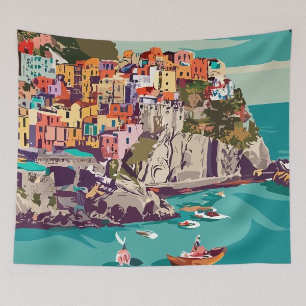 Item preview, A Vintage Travel Art of Cinque Terre - Italy  designed and sold by GoodOldVintage.
