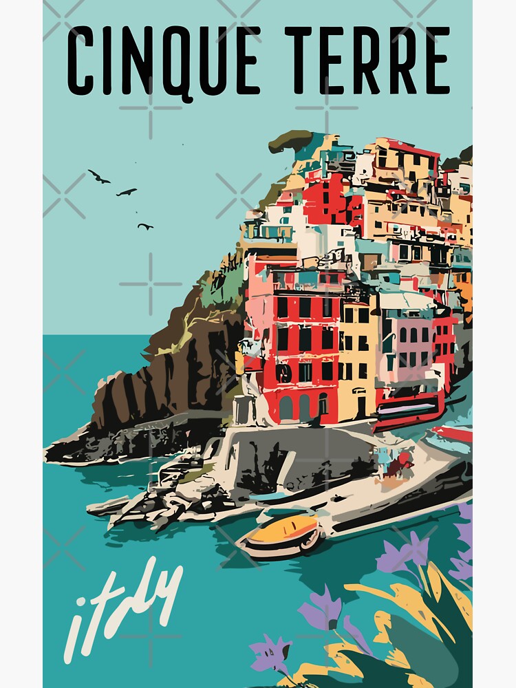 Thumbnail 3 of 3, Sticker, A Vintage Travel Art of Cinque Terre - Italy  designed and sold by GoodOldVintage.