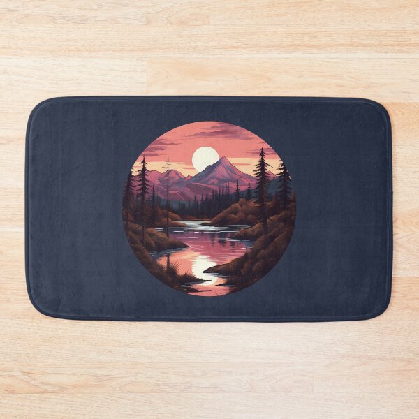 Item preview, Pink Mountain Forest Scene Sunset designed and sold by meganohm.