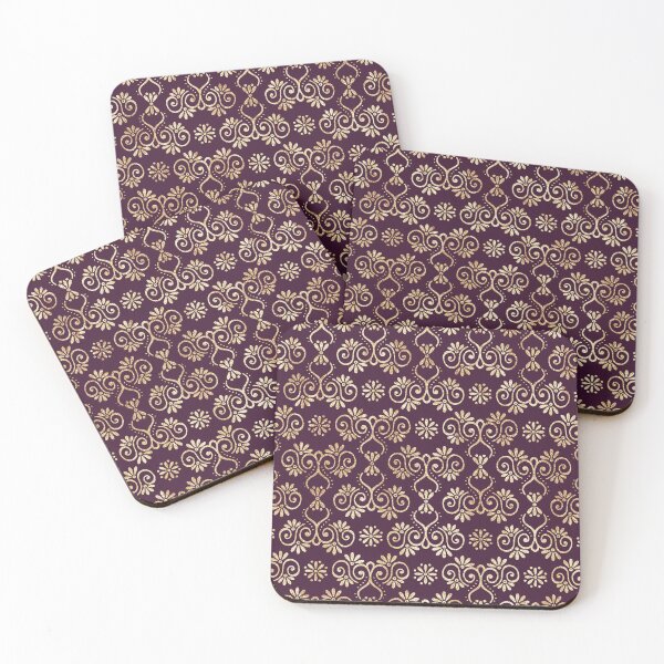 Item preview, Plum and Gold Moroccan Mosaic Motif Decorative Patterns  designed and sold by Shaloj.