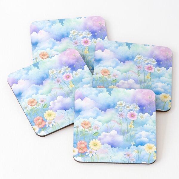 Item preview, Shabby Chic Watercolor Clouds and Flowers designed and sold by DancingBuddha.