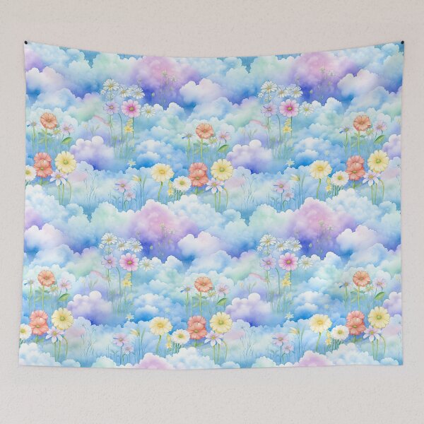 Item preview, Shabby Chic Watercolor Clouds and Flowers designed and sold by DancingBuddha.