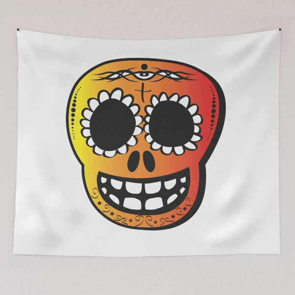 Item preview, Day of the Dead skull, yellow red designed and sold by hansske.
