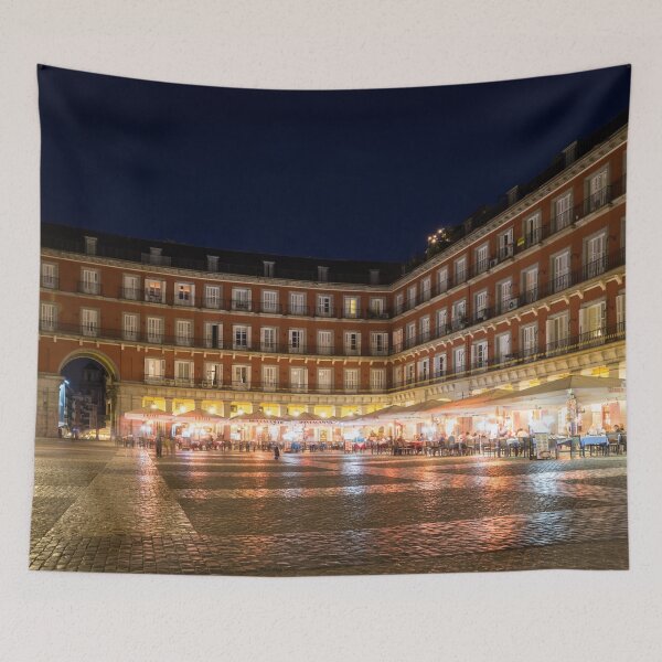 Item preview, Brightly Lit Midnight - Plaza Mayor in Madrid Spain designed and sold by Georgia Mizuleva.