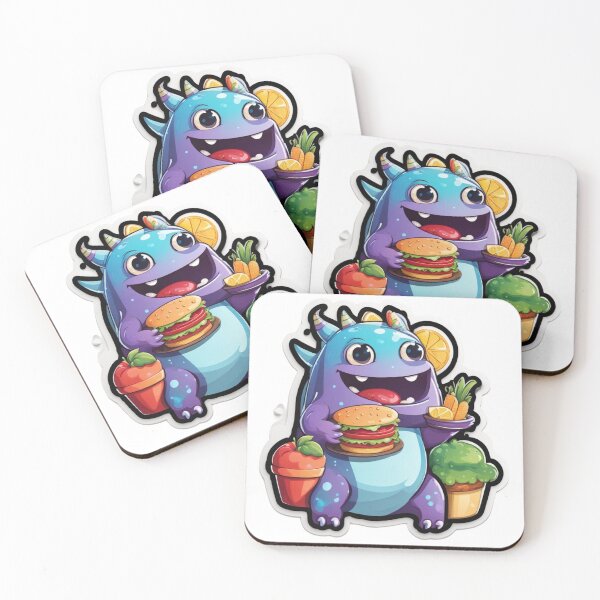 Item preview, Violet and Light Blue Monster Eating Their Vegetables designed and sold by bleucharmingirl.