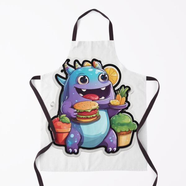 Item preview, Violet and Light Blue Monster Eating Their Vegetables designed and sold by bleucharmingirl.