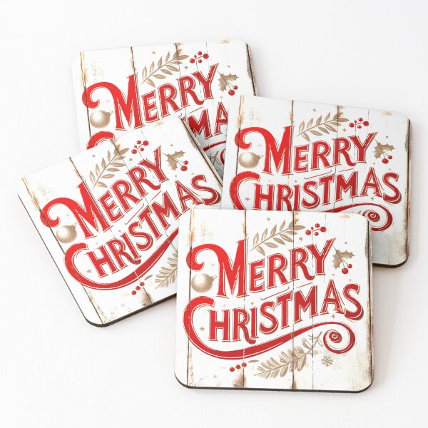 Item preview, MERRY CHRISTMAS SIGN STICKER IN PAINTED WOOD designed and sold by carlarmes.