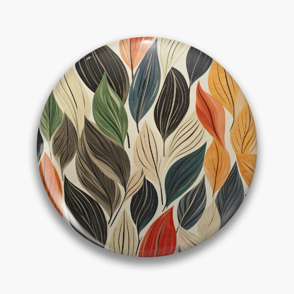 Item preview, Mid Century Botanical Navy Red Autumn Leaves designed and sold by DreamyDaisy.