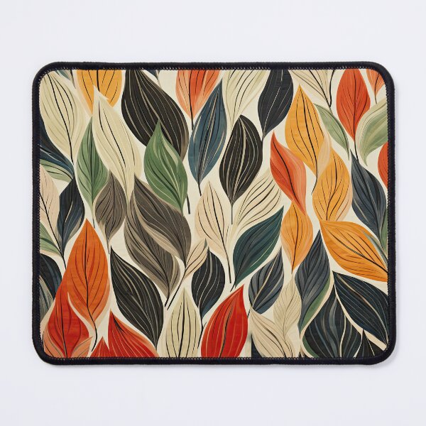 Item preview, Mid Century Botanical Navy Red Autumn Leaves designed and sold by DreamyDaisy.