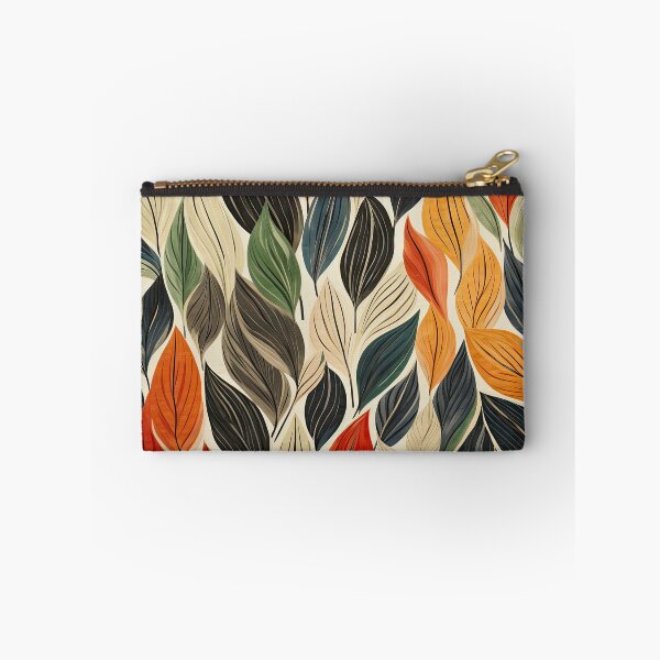 Item preview, Mid Century Botanical Navy Red Autumn Leaves designed and sold by DreamyDaisy.