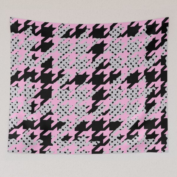 Item preview, houndstooth pink black grey glitch designed and sold by thecheek.