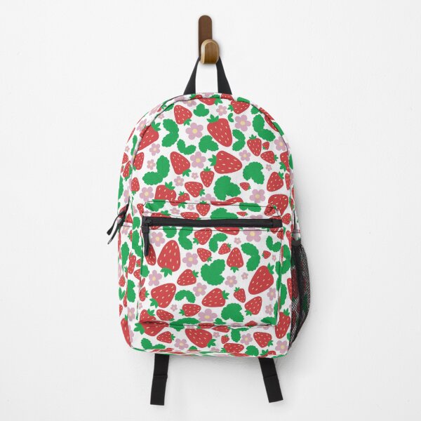 Item preview, Red strawberry pattern with pink flowers designed and sold by ArtFisher.