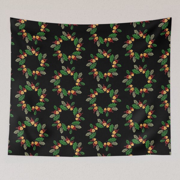 Item preview, embroidery effect autumn wreath, acorns, oak leaves, autumn colors, designed and sold by Sunmoonlove.