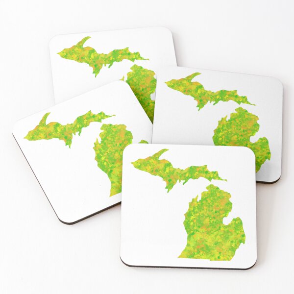 Item preview, Neon Lime Green Paint Splatter Michigan Silhouette designed and sold by ArtbyJanaye.