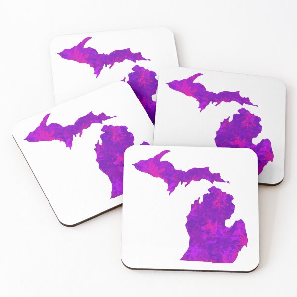 Item preview, Purple Abstract Paint Splatter Michigan Silhouette designed and sold by ArtbyJanaye.