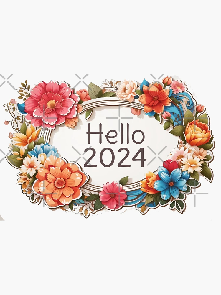 Sticker for Sale avec l'œuvre « Bonne année 2024 à venir » de l'artiste  shoppypod