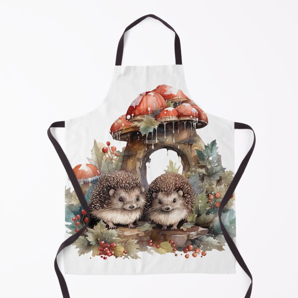 Aperçu de l'œuvre Adorables hérissons aquarelles Forêt de champignons des bois fantaisistes créée et vendue par InkwaveDesigns.