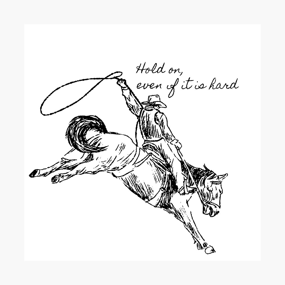 Bucking Bronco Horse Inspiration Pencil Drawing Poster